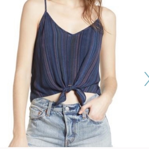 Ten Sixty Sherman Tops - Ten Sixty Sherman Navy Striped Tie Front Tank